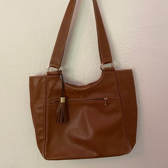 Longchamp Handbags - Longchamp leather tote with tassel brown